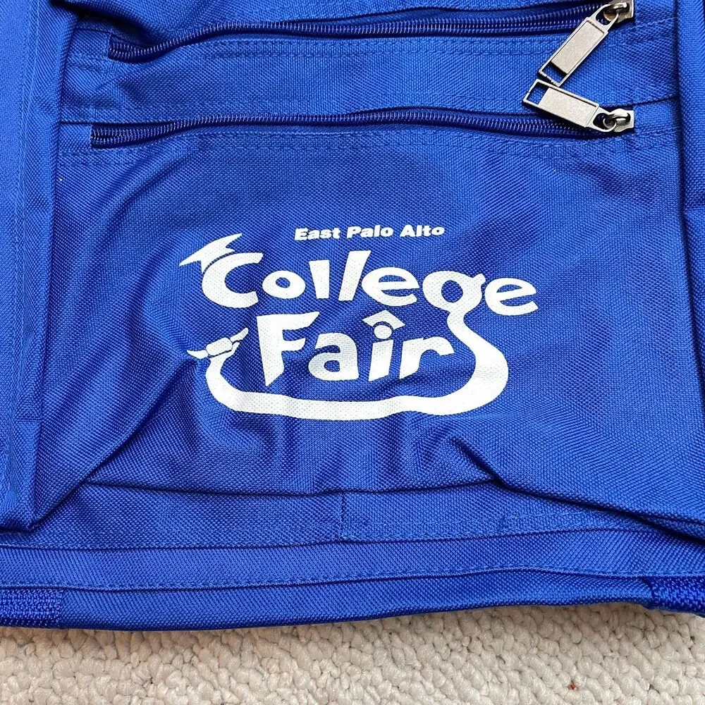 Unbranded Youth Backpack Blue Solid East Palo Alto College Fair Logo Zip School